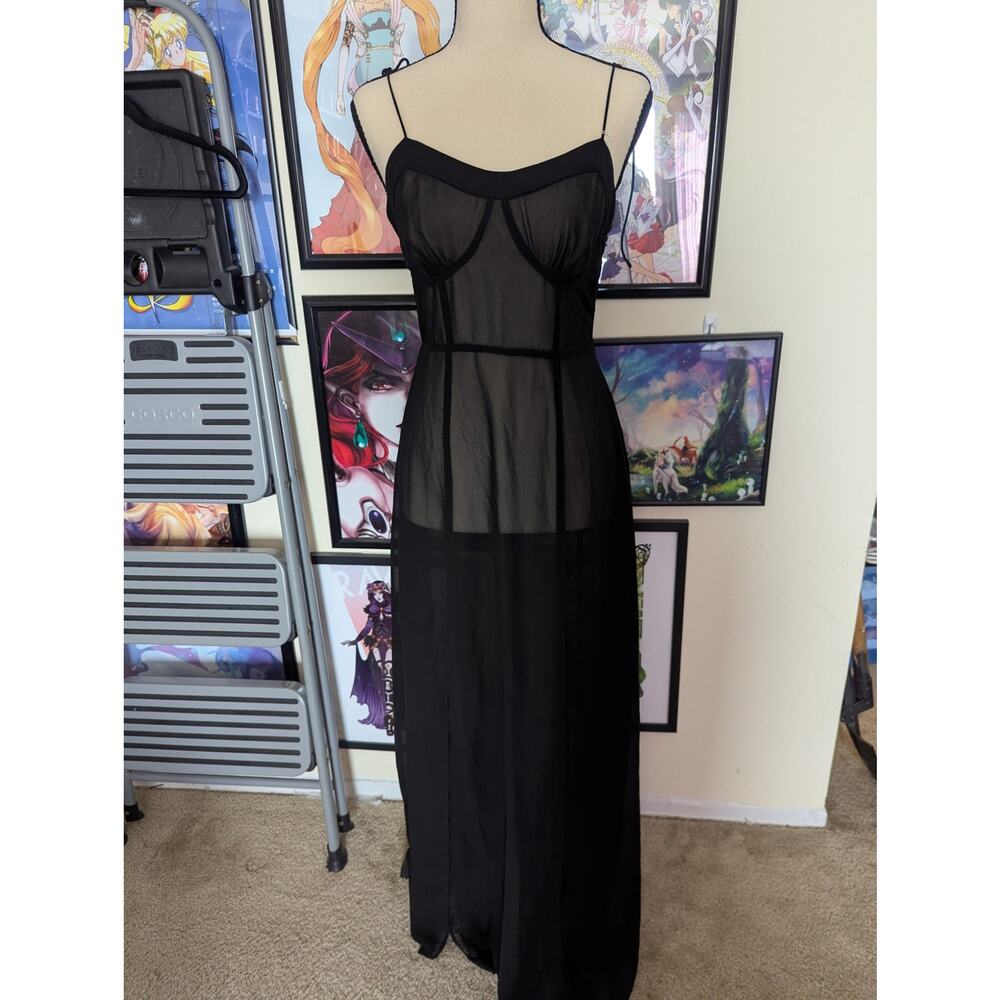 Widow Sheer Black Maxi with Panty Sz S